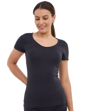 Koszulka damska z krótkim rękawem COMFORT MERINO czarny