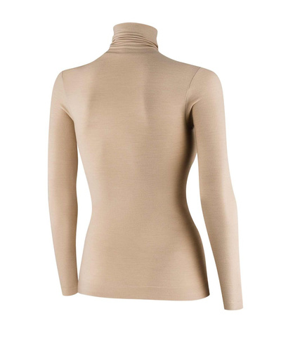 Koszulka damska z golfem Brubeck merino COMFORT WOOL czarny