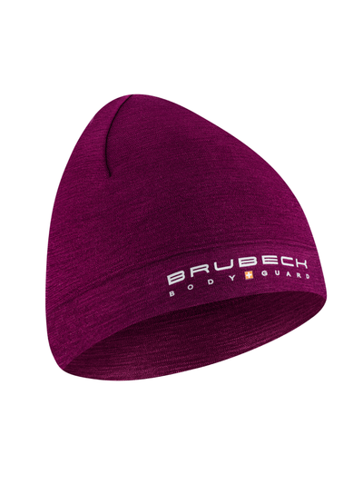 Czapka merino Brubeck dwuwarstwowa EXTREME WOOL śliwkowy 