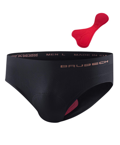Majtki slipy męskie Brubeck z wkładką rowerową czarny