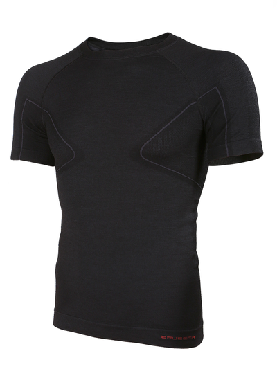 Koszulka męska z krótkim rękawem merino Brubeck ACTIVE WOOL czarny