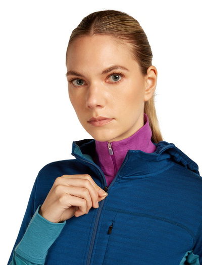 Damska bluza merino Icebreaker 300 RealFleece Descender LS Zip Hood