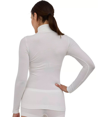 Koszulka damska z golfem Brubeck merino COMFORT WOOL czarny
