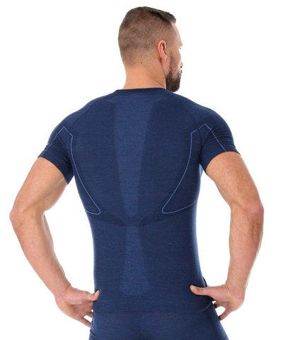 Koszulka męska z krótkim rękawem merino Brubeck ACTIVE WOOL granatowy