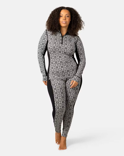 Koszulka damska z długim rękawem 240 merino KariTraa Rose Half Zip - czarny