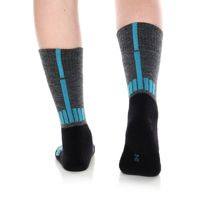 Skarpety damskie merino Brubeck Trekking Light grafitowy/turkusowy