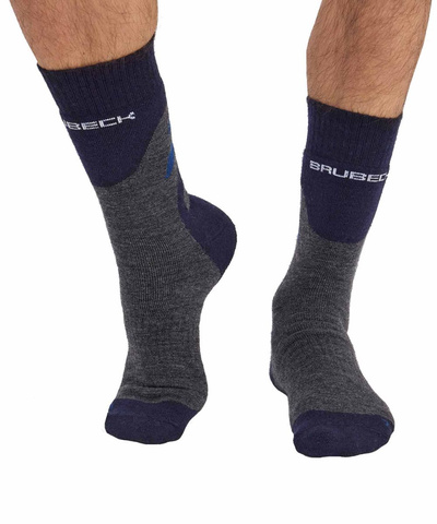 Skarpety męskie merino Brubeck Trekking Merino grafitowy/niebieski