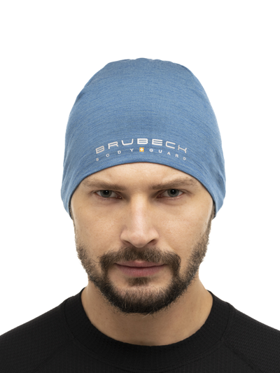 Czapka merino Brubeck dwuwarstwowa EXTREME WOOL jeansowy 