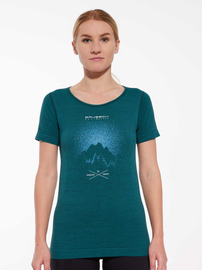 Koszulka damska z krótkim rękawem merino Brubeck OUTDOOR WOOL PRO zielony