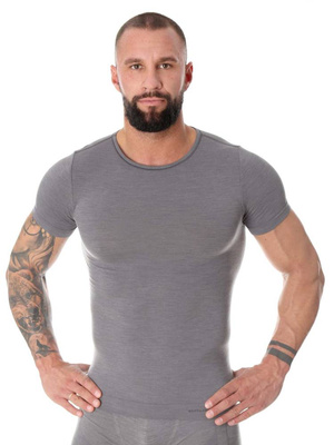 Koszulka męska z krótkim rękawem Brubeck merino COMFORT WOOL szary