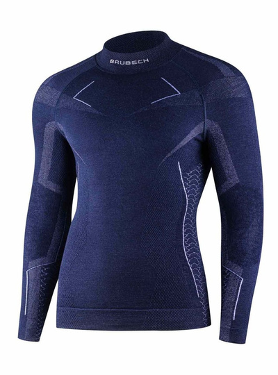 Koszulka męska z długim rękawem Brubeck EXTREME MERINO WOOL granatowy