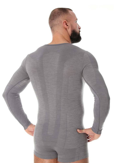 Koszulka męska z długim rękawem Brubeck merino COMFORT WOOL szary