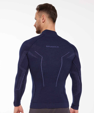 Koszulka męska z długim rękawem Brubeck EXTREME MERINO WOOL granatowy