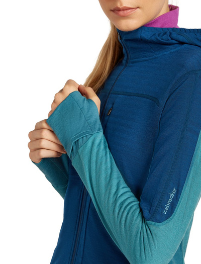Damska bluza merino Icebreaker 300 RealFleece Descender LS Zip Hood