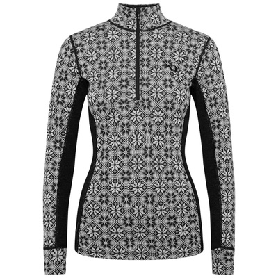 Koszulka damska z długim rękawem 240 merino KariTraa Rose Half Zip - czarny