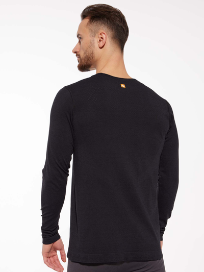 Koszulka męska z długim rękawem Brubeck OUTDOOR WOOL PRO czarny