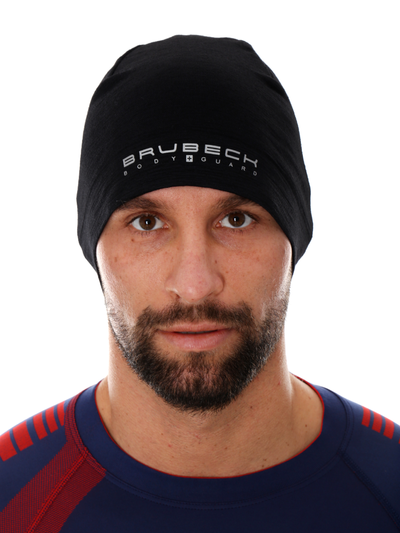 Czapka merino Brubeck dwuwarstwowa EXTREME WOOL czarny