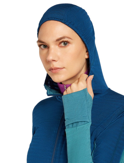 Damska bluza merino Icebreaker 300 RealFleece Descender LS Zip Hood