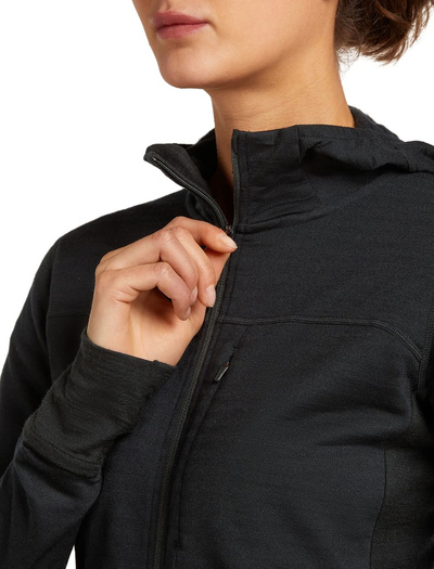 Damska bluza merino Icebreaker 300 RealFleece Descender LS Zip Hood