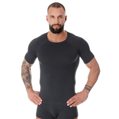 Koszulka męska z krótkim rękawem merino Brubeck ACTIVE WOOL grafitowy