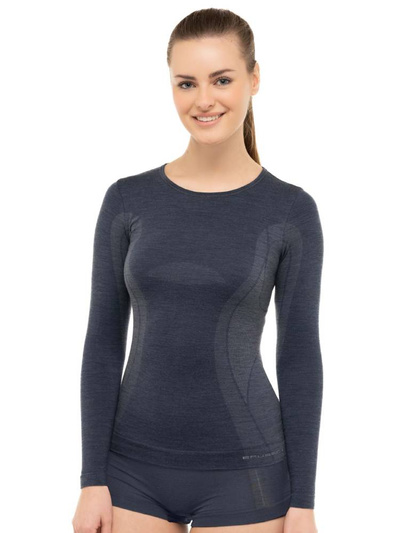 Koszulka damska z długim rękawem Brubeck merino COMFORT WOOL granatowy