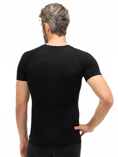 Koszulka męska z krótkim rękawem merino Brubeck ACTIVE WOOL czarny