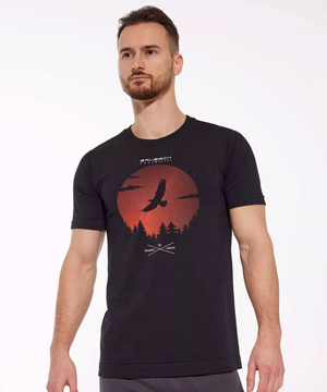 Koszulka męska z krótkim rękawem merino Brubeck OUTDOOR WOOL PRO czarny