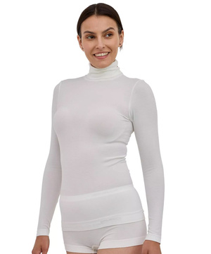 Koszulka damska z golfem Brubeck merino COMFORT WOOL czarny