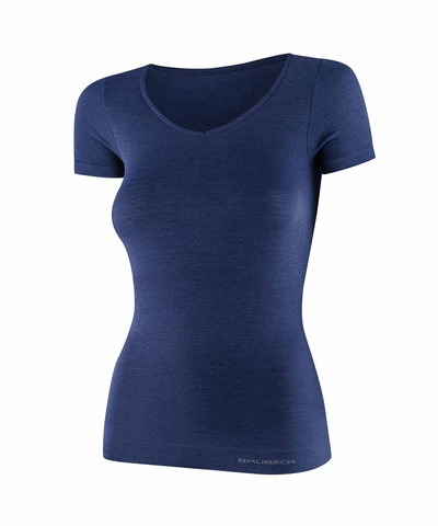 Koszulka damska z krótkim rękawem COMFORT MERINO granatowy