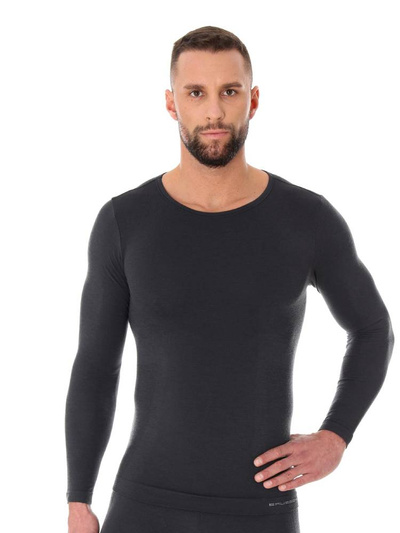 Koszulka męska z długim rękawem Brubeck merino COMFORT WOOL grafitowy