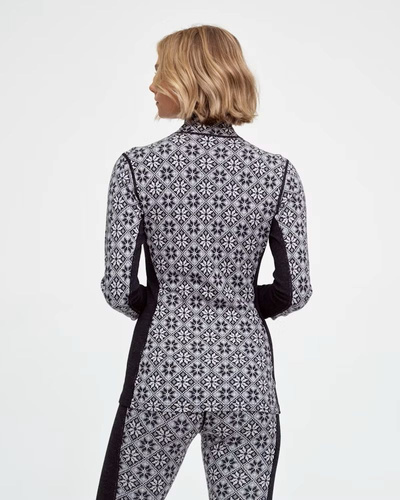 Koszulka damska z długim rękawem 240 merino KariTraa Rose Half Zip - czarny