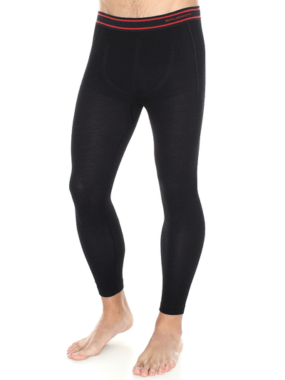 Legginsy męskie merino Brubeck ACTIVE WOOL czarny