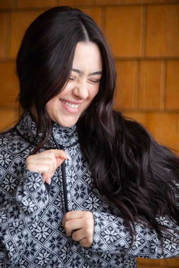 Koszulka damska z długim rękawem 240 merino KariTraa Rose Half Zip - czarny