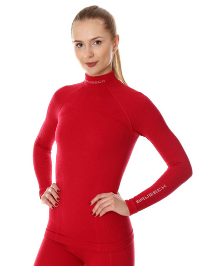 Koszulka damska z długim rękawem Brubeck EXTREME MERINO malinowy