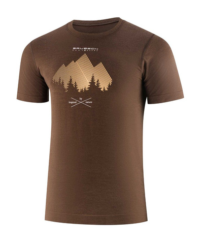 Koszulka męska z krótkim rękawem merino Brubeck OUTDOOR WOOL PRO brązowy
