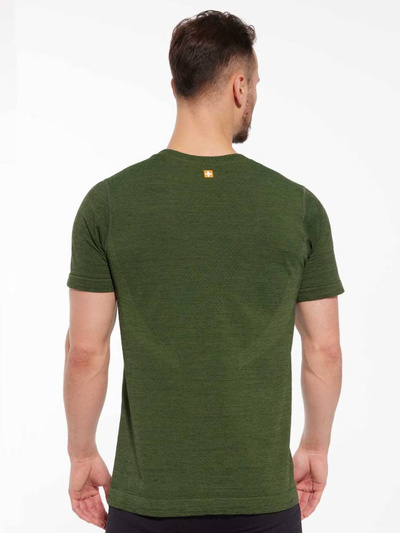 Koszulka męska z krótkim rękawem merino Brubeck OUTDOOR WOOL PRO ciemnozielony