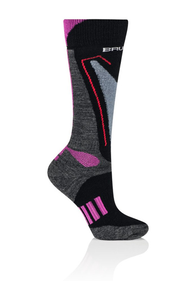 Skarpety damskie merino Brubeck Snow Force Light szary/różowy