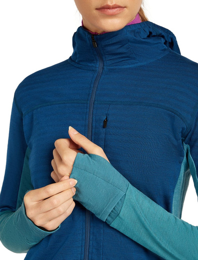 Damska bluza merino Icebreaker 300 RealFleece Descender LS Zip Hood