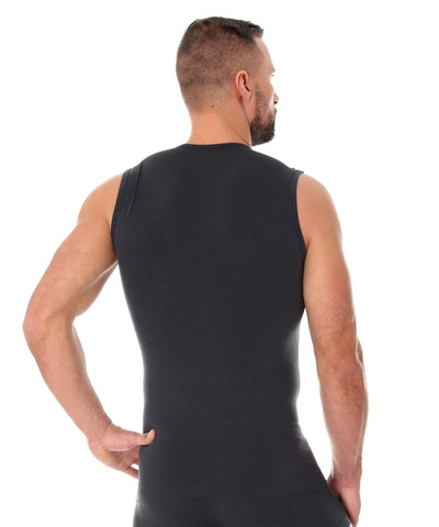 Koszulka męska bez rękawów merino Brubeck COMFORT WOOL czarny