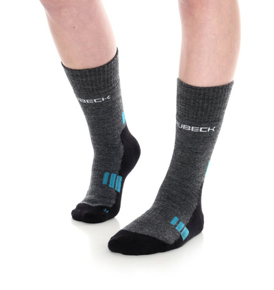 Skarpety damskie merino Brubeck Trekking Light grafitowy/turkusowy