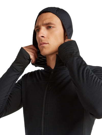 Bluza męska z kapturem merino Icebreaker 300 RealFleece Descender LS Zip