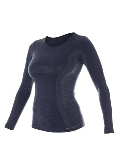 Koszulka damska z długim rękawem Brubeck merino COMFORT WOOL granatowy