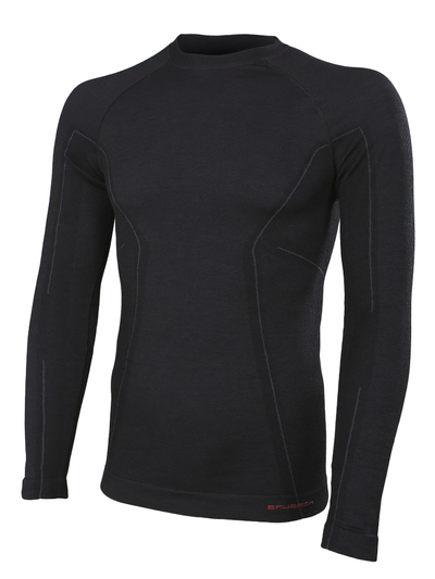 Koszulka męska z długim rękawem merino Brubeck ACTIVE WOOL czarny