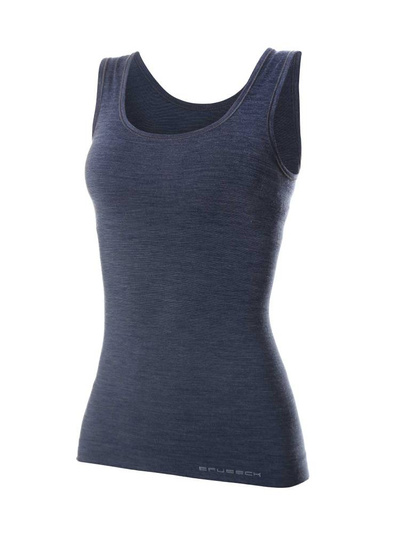 Koszulka damska na ramiączkach Brubeck merino COMFORT WOOL granatowy