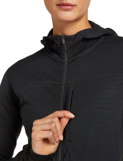 Damska bluza merino Icebreaker 300 RealFleece Descender LS Zip Hood