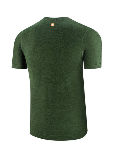 Koszulka męska z krótkim rękawem merino Brubeck OUTDOOR WOOL PRO ciemnozielony