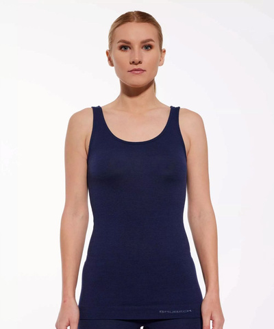 Koszulka damska na ramiączkach Brubeck COMFORT MERINO granatowy