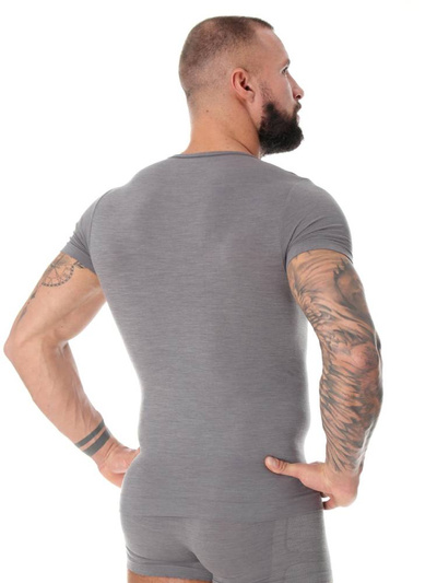 Koszulka męska z krótkim rękawem Brubeck merino COMFORT WOOL szary