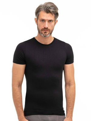 Koszulka męska z krótkim rękawem Brubeck merino COMFORT WOOL czarny