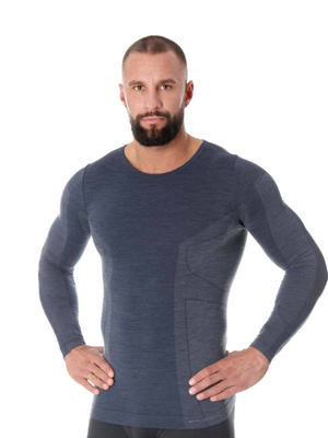 Koszulka męska Brubeck merino COMFORT WOOL granatowy